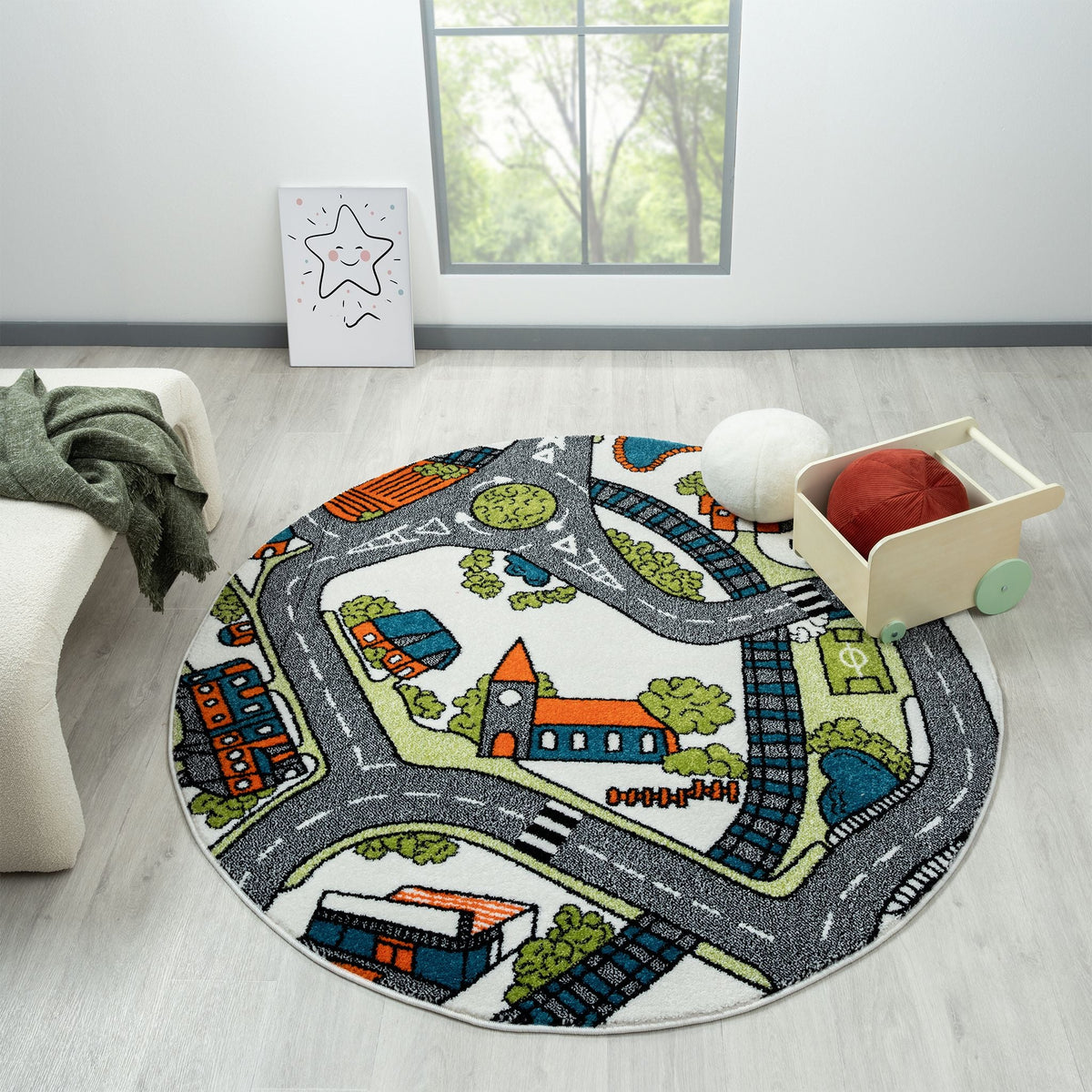 Kidsville 575 Cream Round Rug