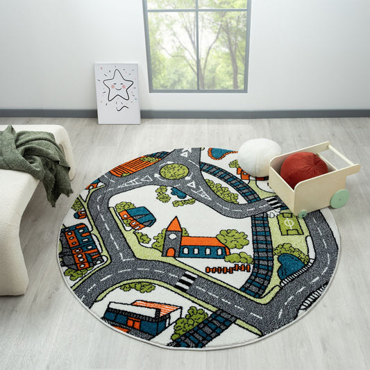 Kidsville 575 Cream Round Rug