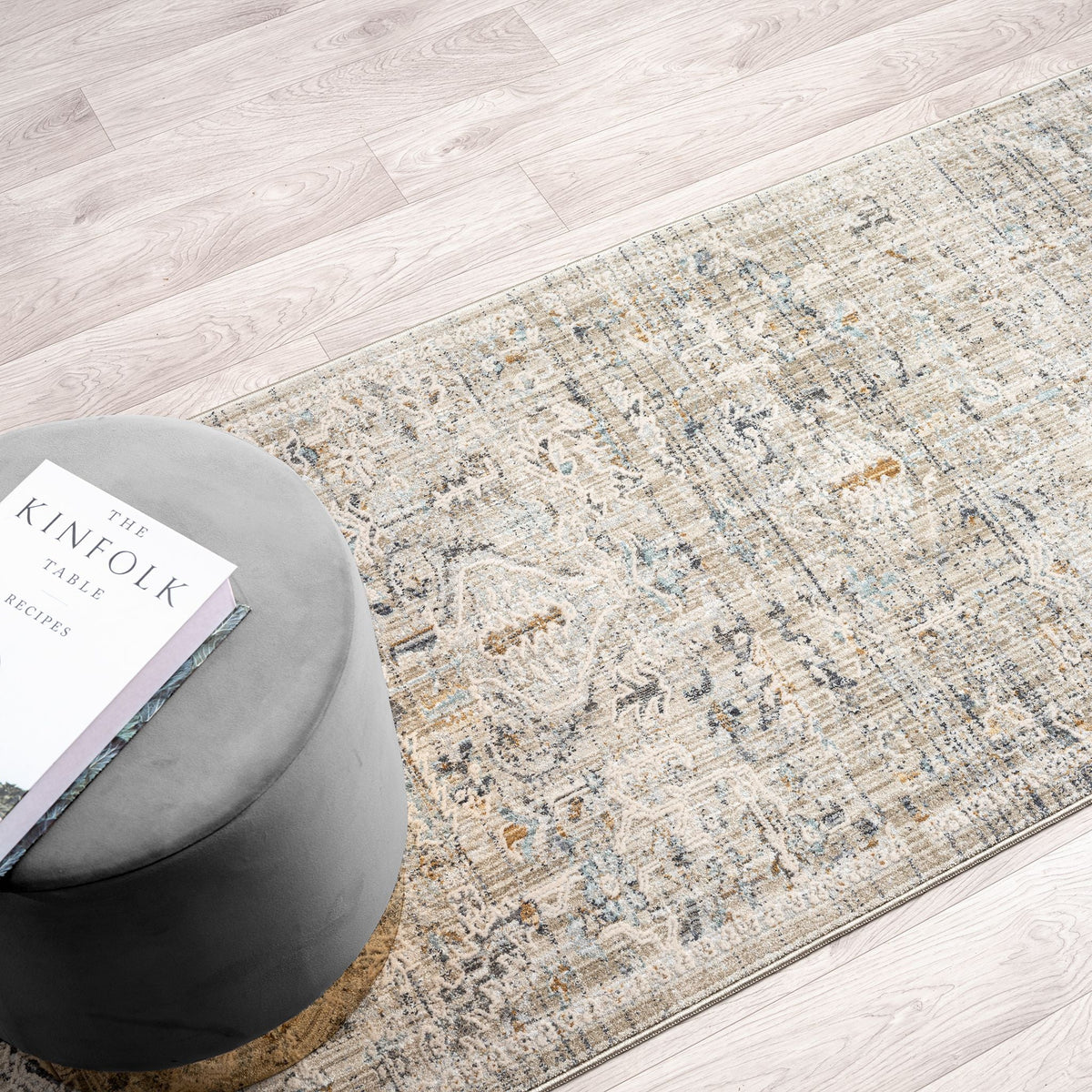Aubrey 6755 Taupe Abstract, Traditional Hallway Runner