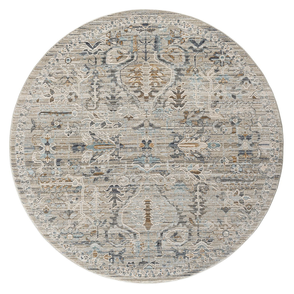 Aubrey 6755 Taupe Abstract, Traditional Round Rug