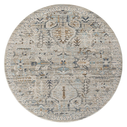 Aubrey 6755 Taupe Abstract, Traditional Round Rug