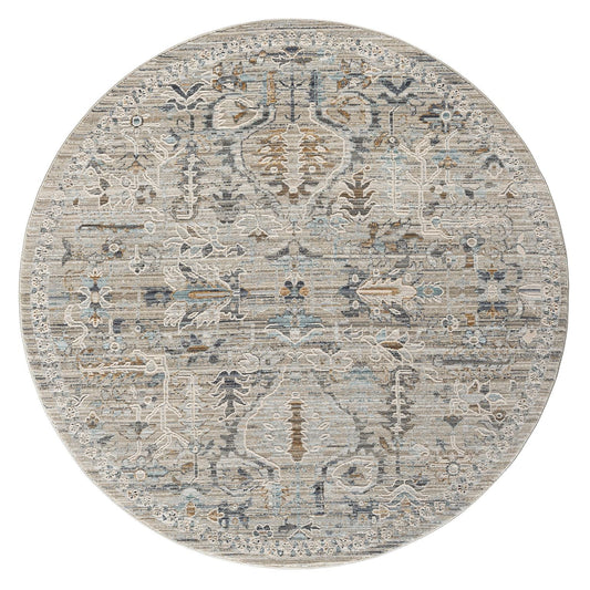 Aubrey 6755 Taupe Abstract, Traditional Round Rug
