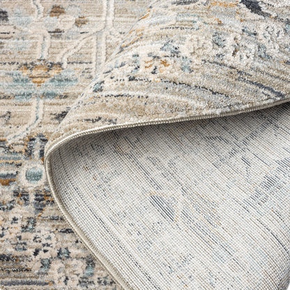 Aubrey 6755 Taupe Abstract, Traditional Round Rug
