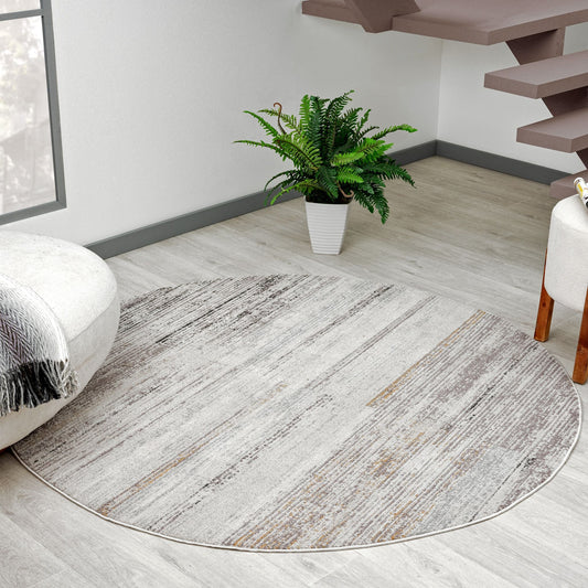 Easton 469 Cloud Abstract, Transitional Round Rug