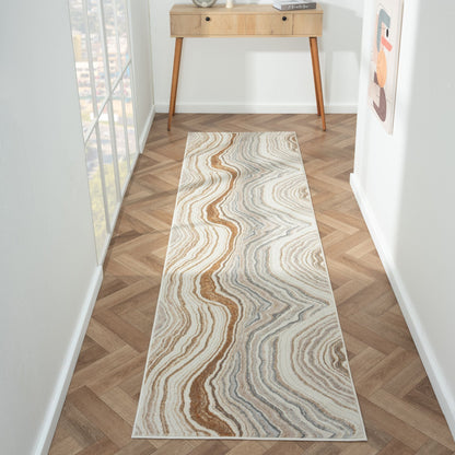 Amber 185 Stone Abstract, Geometric Hallway Runner
