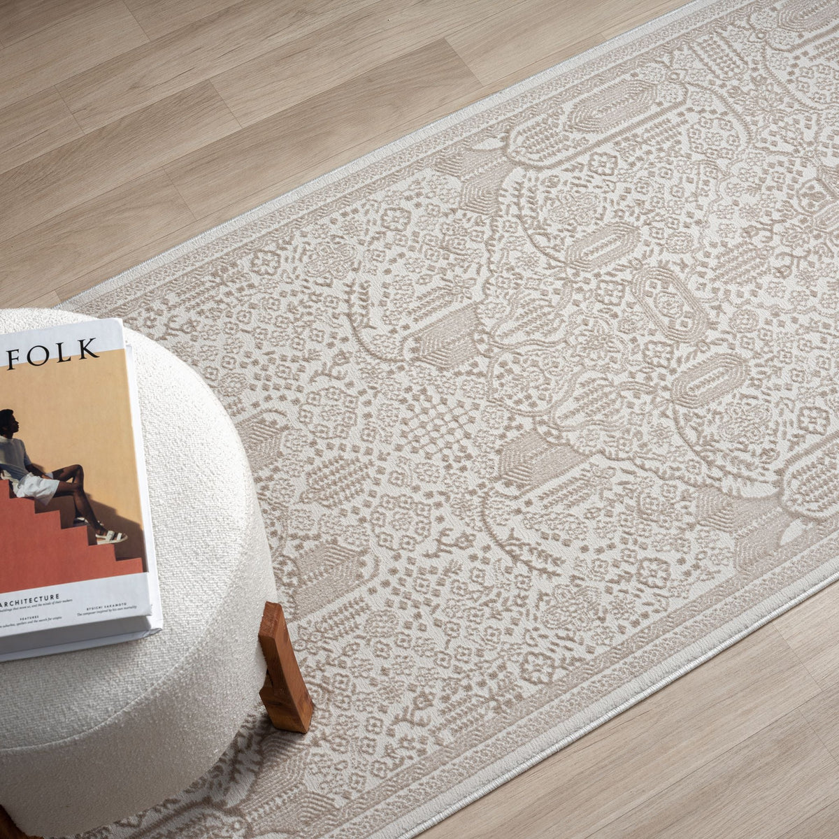 Fable 472 Sand Abstract, Modern Hallway Runner