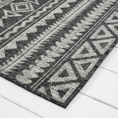 Alfresco 421 Charcoal Indoor Outdoor Indoor/Outdoor, Flatweave Hallway Runner