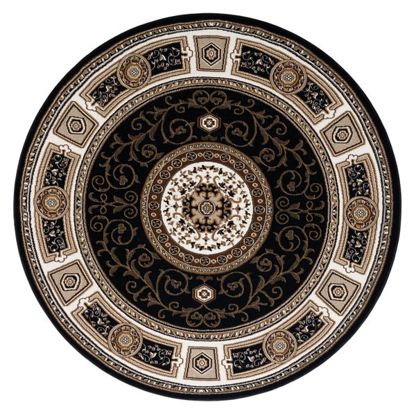 Estate 511 Black Traditional, Classic Round Rug