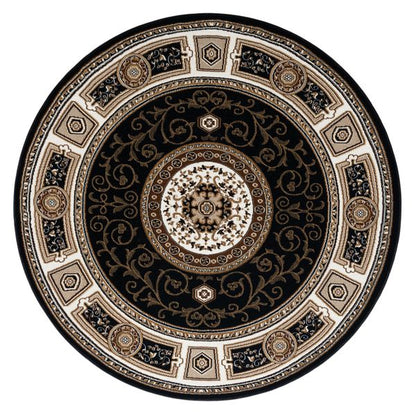 Estate 511 Black Traditional, Classic Round Rug