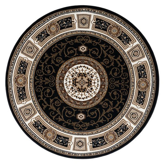 Estate 511 Black Traditional, Classic Round Rug
