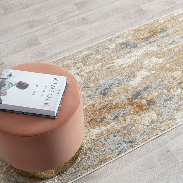 Amber 187 Taupe Abstract, Geometric Hallway Runner