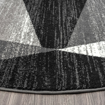 Adore 2301 Grey Abstract Round Rug