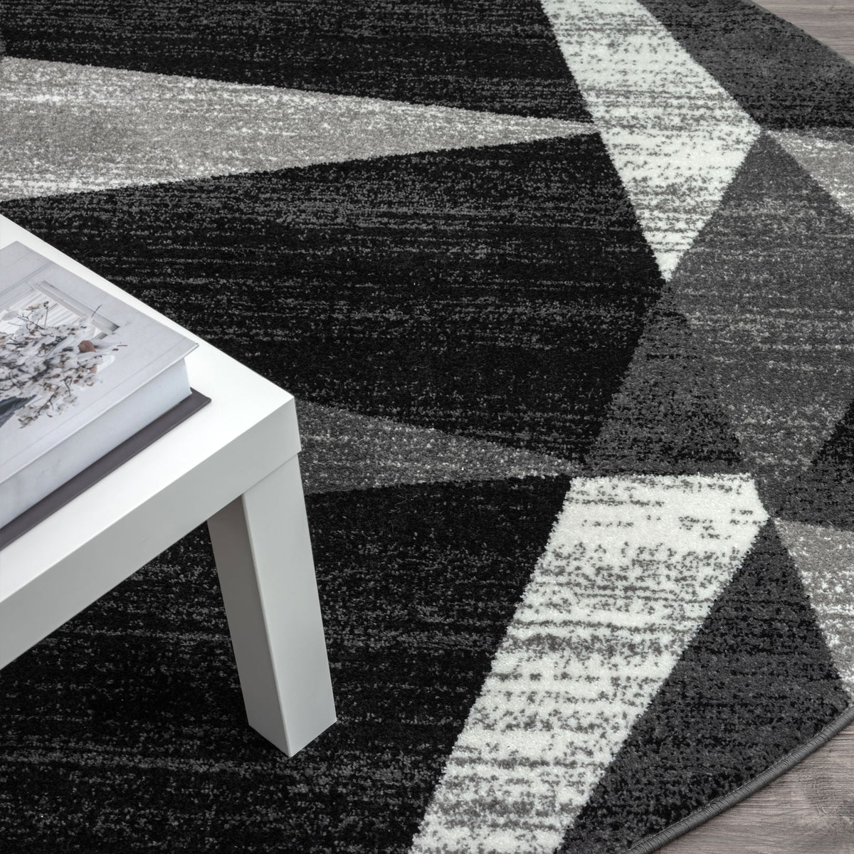 Adore 2301 Grey Abstract Round Rug
