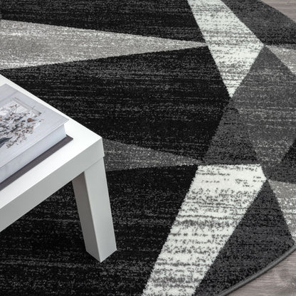 Adore 2301 Grey Abstract Round Rug