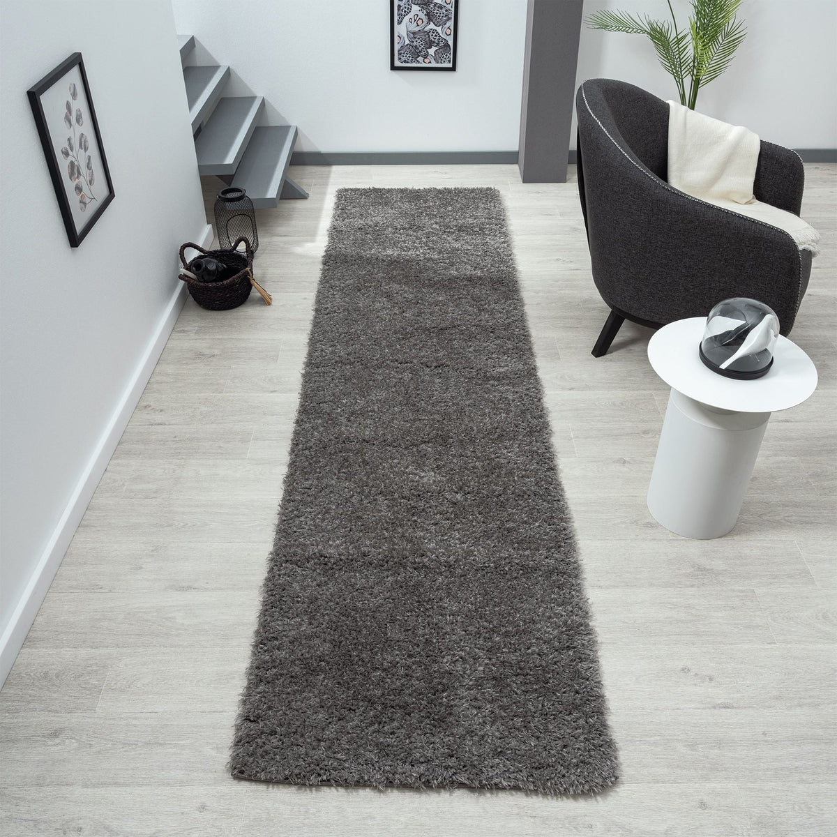 Fleecy 395 Ash Shaggy Hallway Runner