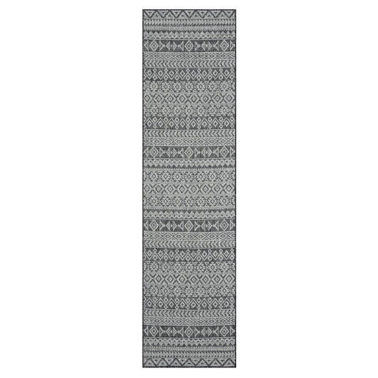 Alfresco 421 Charcoal Indoor Outdoor Indoor/Outdoor, Flatweave Hallway Runner
