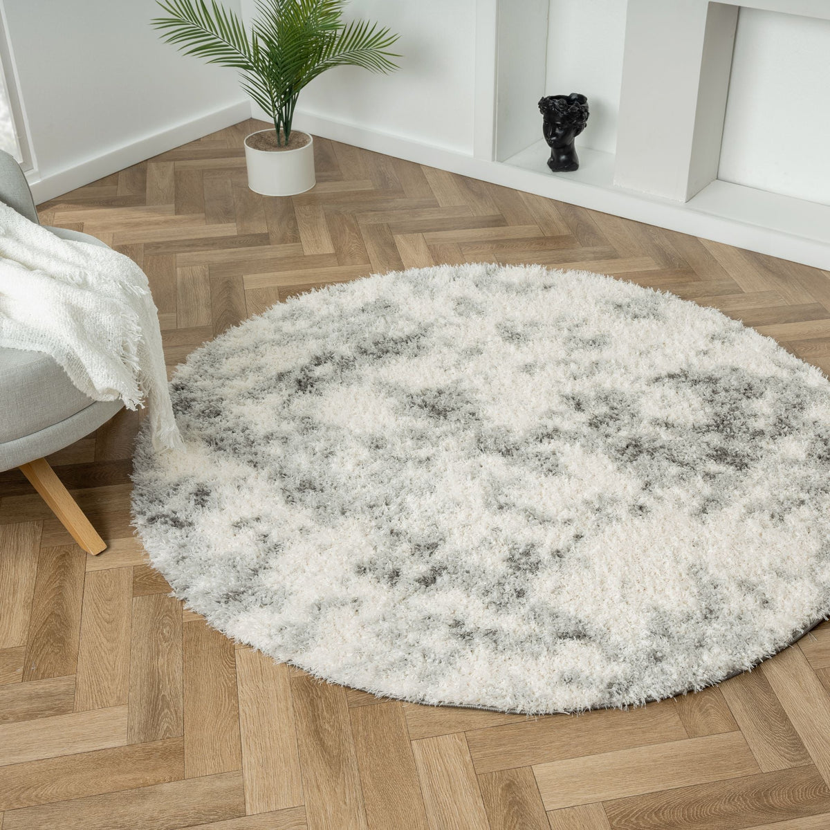 Plushy 389 Ash Shaggy Round Rug
