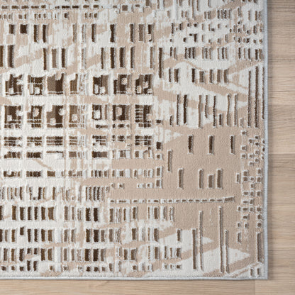 Fable 473 Taupe Abstract, Modern Rug