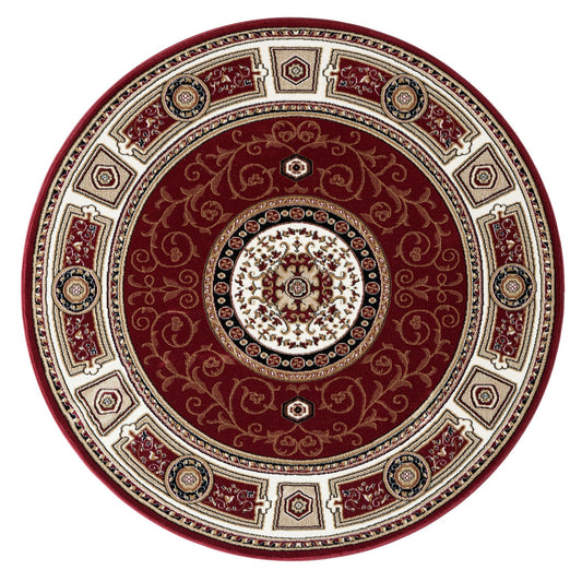 Estate 511 Red Traditional, Classic Round Rug