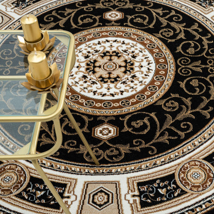 Estate 512 Black Traditional, Classic Round Rug
