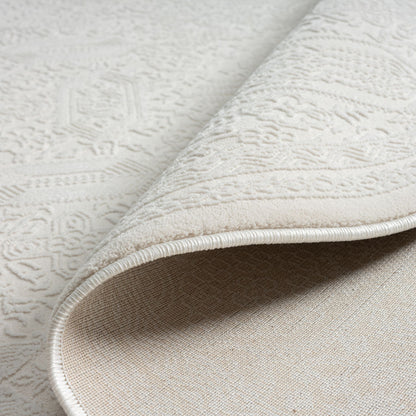 Fable 471 Ivory Abstract, Modern Round Rug