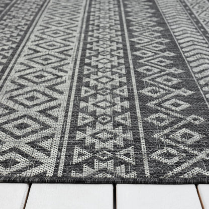 Alfresco 421 Charcoal Indoor Outdoor Indoor/Outdoor, Flatweave Hallway Runner