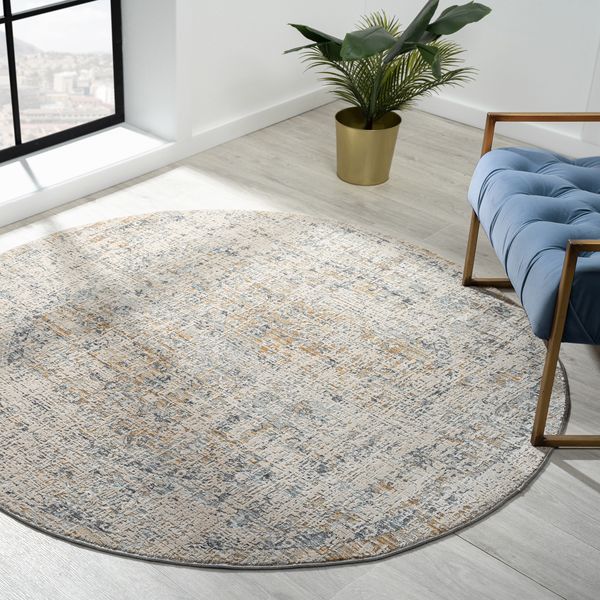 Aubrey 6738 Sand Abstract, Traditional Round Rug