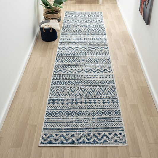 Patio 453 Frost Indoor Outdoor Indoor/Outdoor, Flatweave Hallway Runner