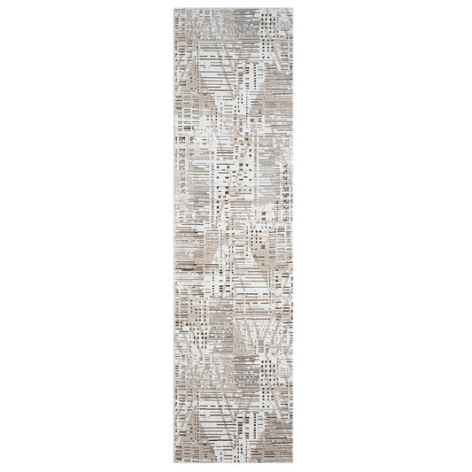 Fable 473 Taupe Abstract, Modern Hallway Runner