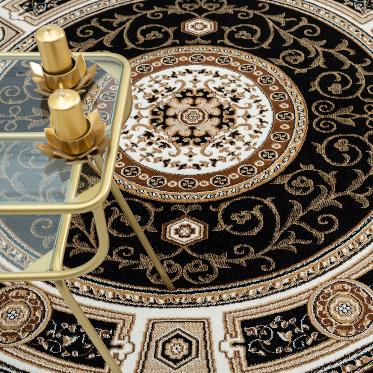 Estate 511 Black Traditional, Classic Round Rug