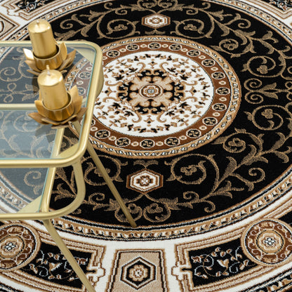 Estate 511 Black Traditional, Classic Round Rug
