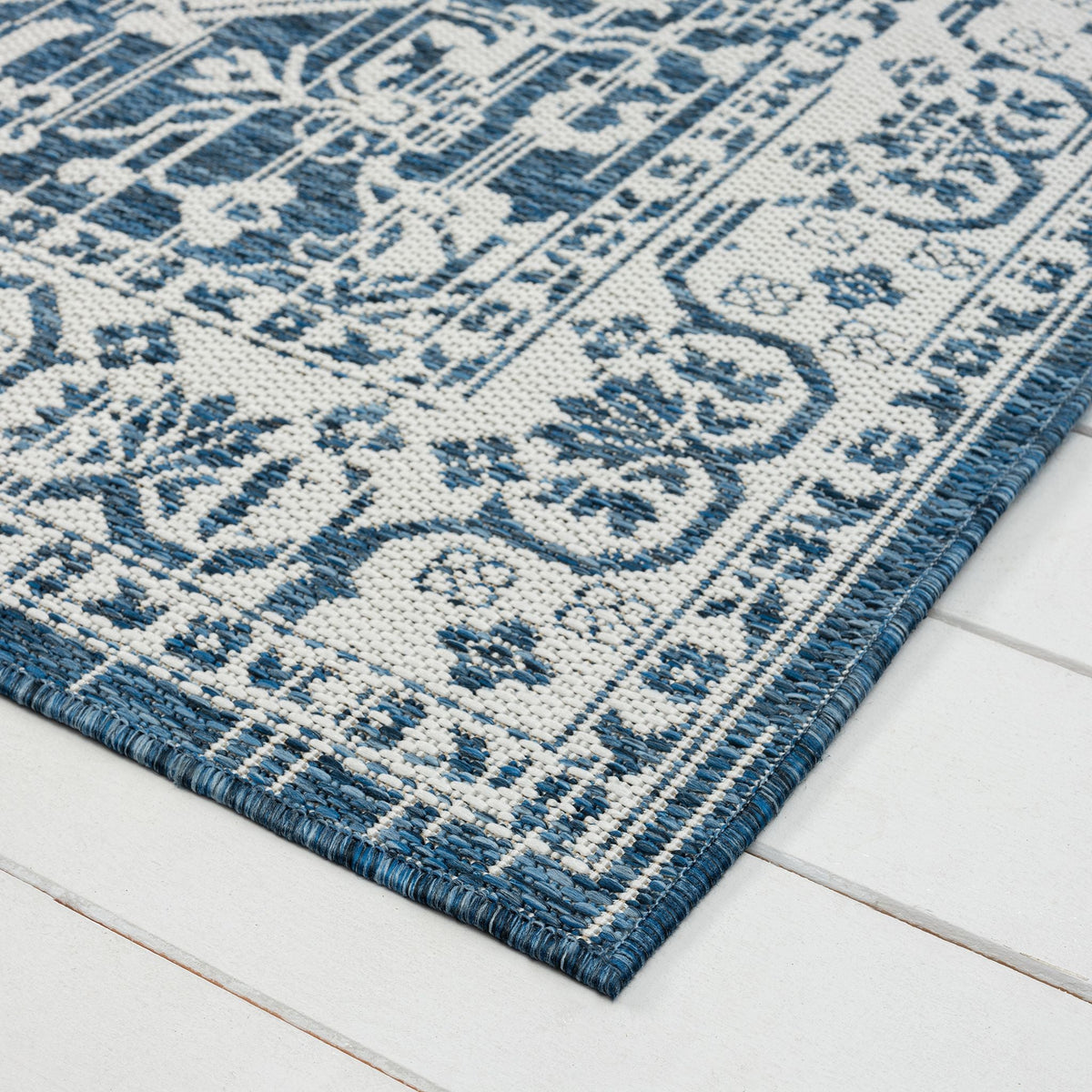 Patio 455 Denim Indoor Outdoor Indoor/Outdoor, Flatweave Hallway Runner