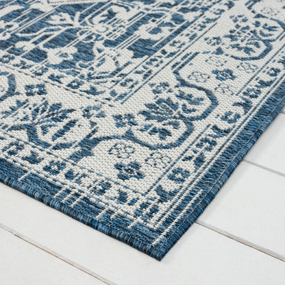 Patio 455 Denim Indoor Outdoor Indoor/Outdoor, Flatweave Hallway Runner