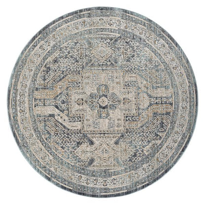 Aubrey 6752 Charcoal Abstract, Traditional Round Rug