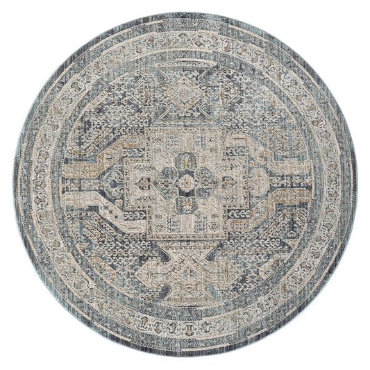 Aubrey 6752 Charcoal Abstract, Traditional Round Rug