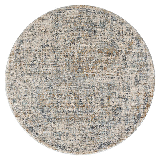 Aubrey 6738 Sand Abstract, Traditional Round Rug