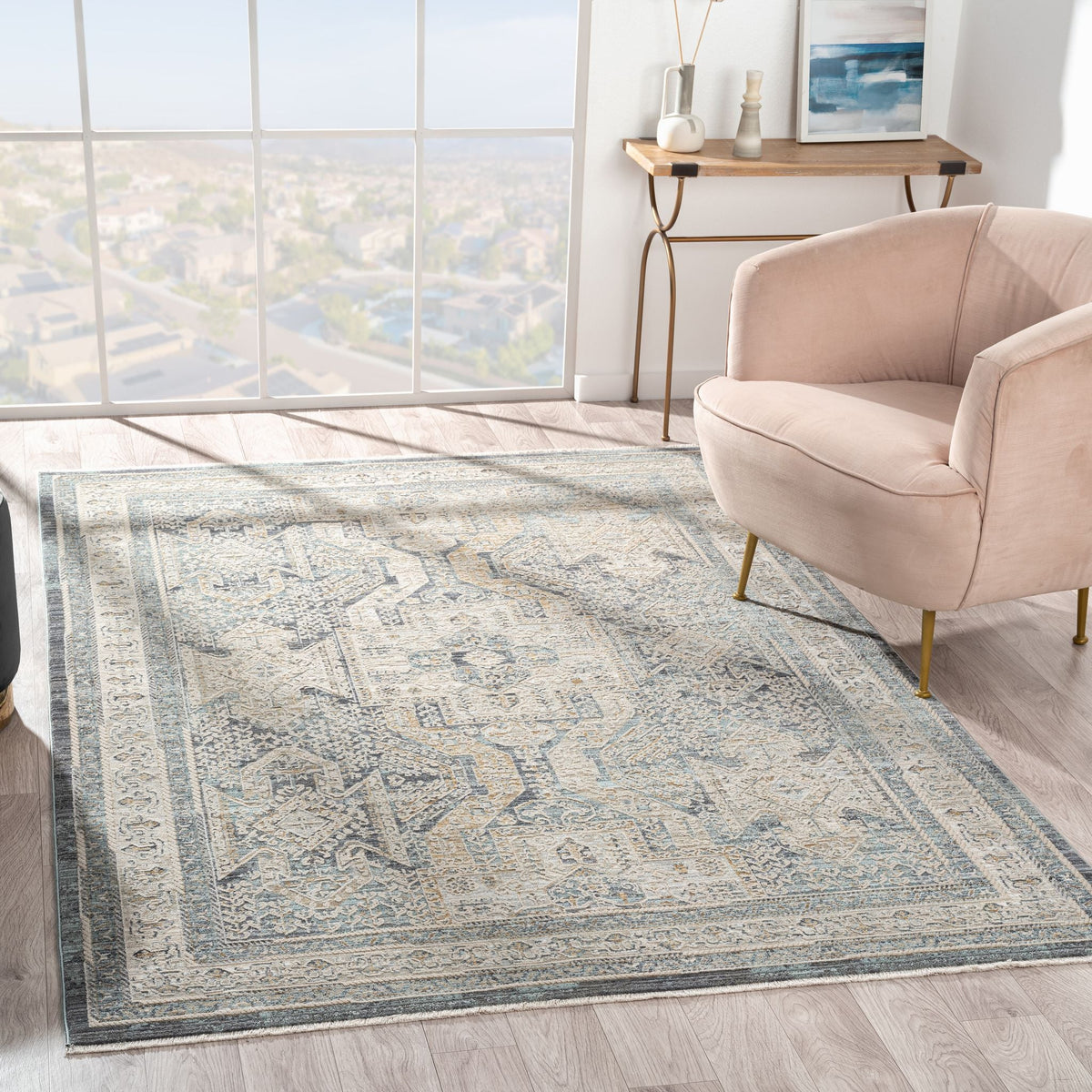 Aubrey 6752 Charcoal Abstract, Traditional Rug