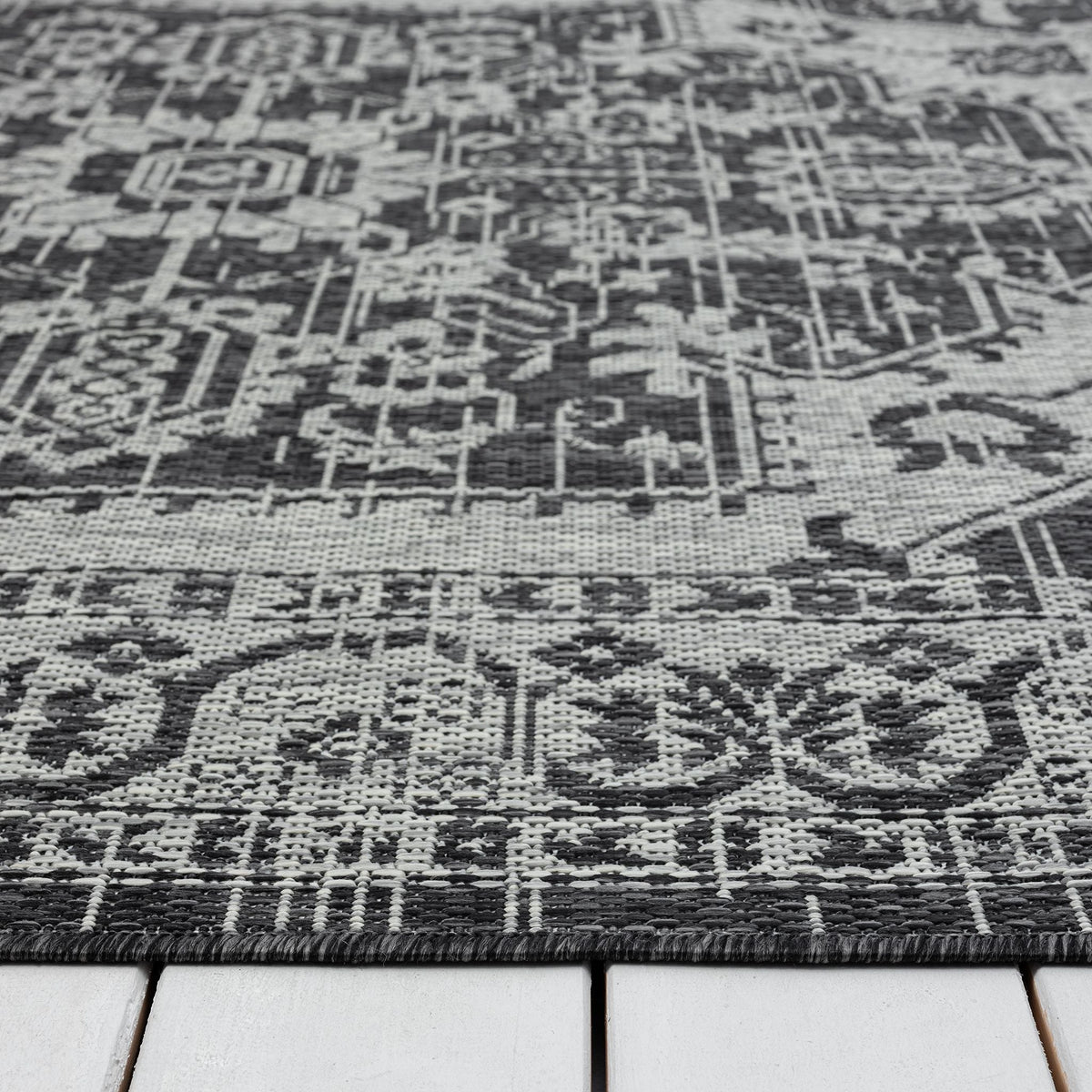Alfresco 424 Slate Indoor Outdoor Indoor/Outdoor, Flatweave Hallway Runner