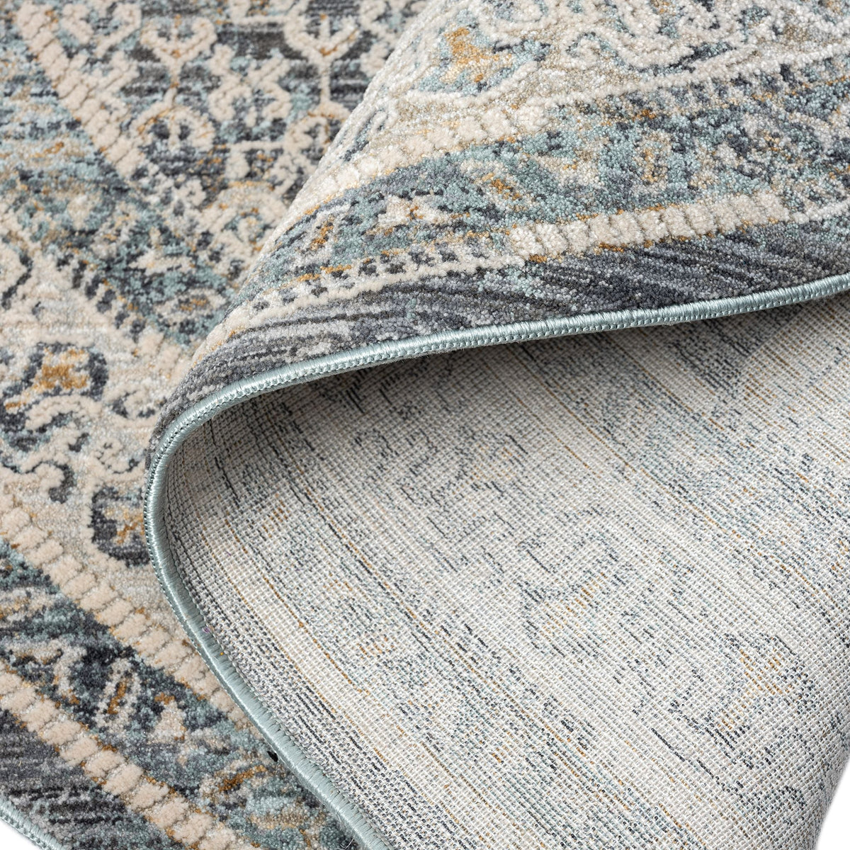 Aubrey 6752 Charcoal Abstract, Traditional Round Rug