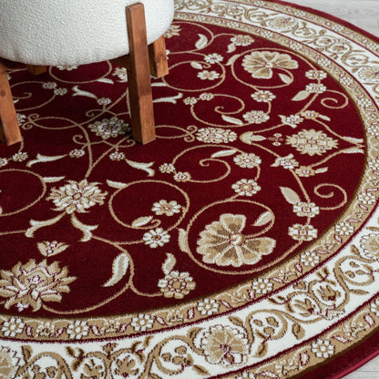 Estate 512 Red Traditional, Classic Round Rug