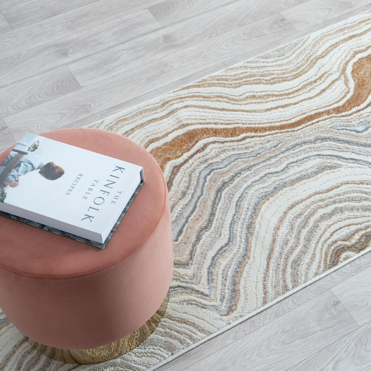 Amber 185 Stone Abstract, Geometric Hallway Runner