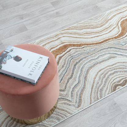 Amber 185 Stone Abstract, Geometric Hallway Runner