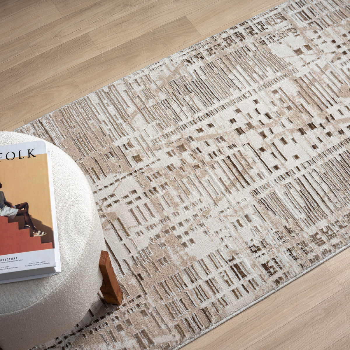 Fable 473 Taupe Abstract, Modern Hallway Runner