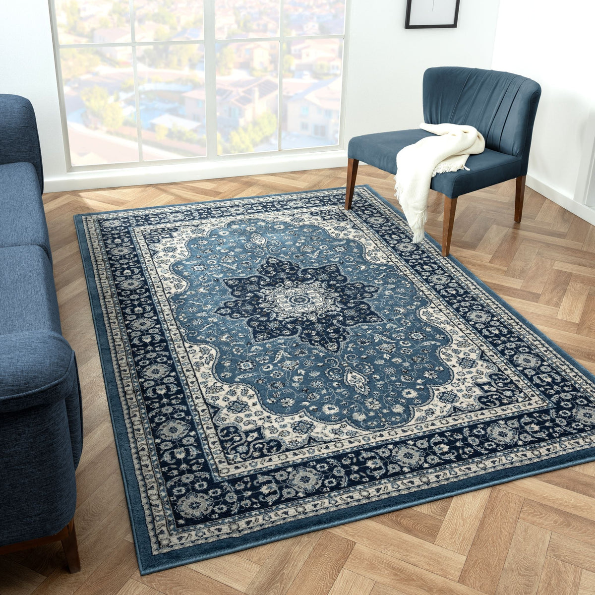 Sahara 895 Navy Traditional Rug