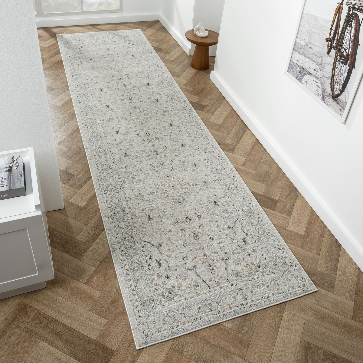 Easton 467 Stone Abstract, Transitional Hallway Runner
