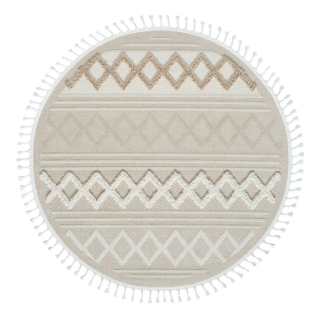 Cottage 542 Fawn Geometric Round Rug
