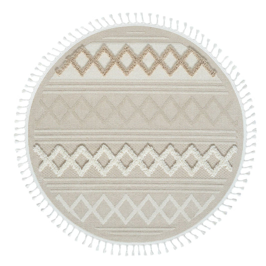 Cottage 542 Fawn Geometric Round Rug