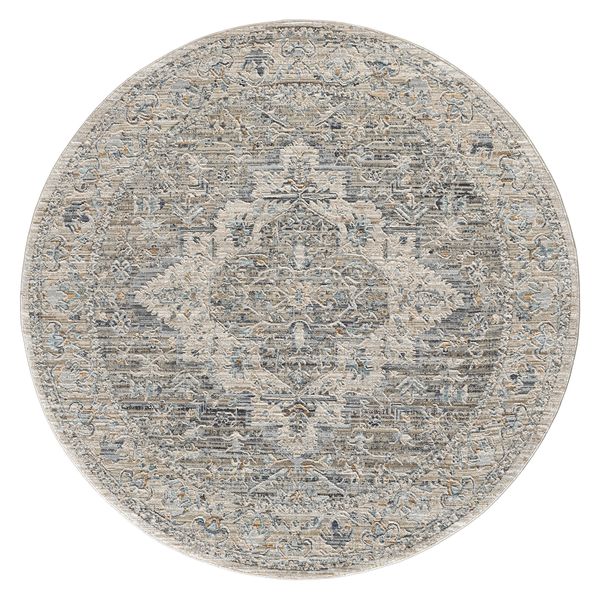 Aubrey 6753 Taupe Abstract, Traditional Round Rug