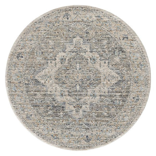 Aubrey 6753 Taupe Abstract, Traditional Round Rug