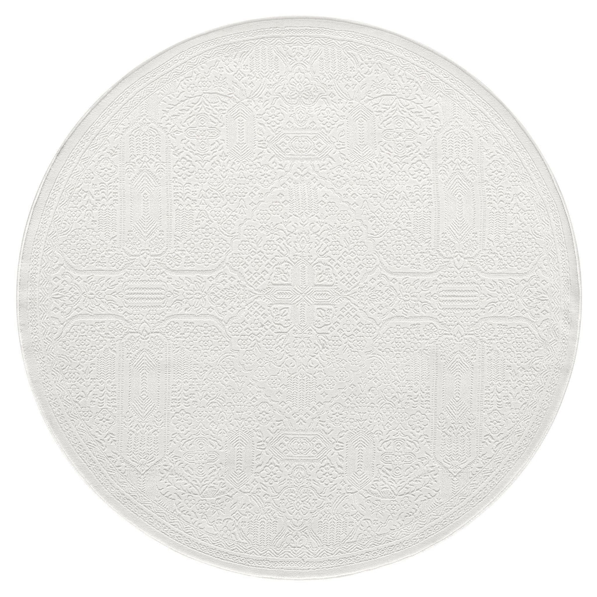 Fable 471 Ivory Abstract, Modern Round Rug